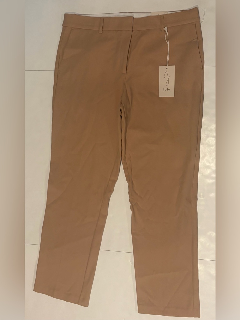 NWT Joie Hi-Rise Straight Leg Tailored Trousers Pants Tan Beige Size 14